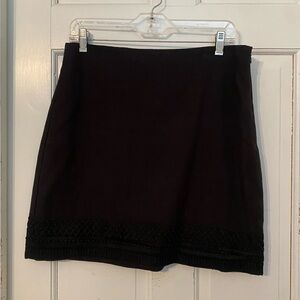LOFT Black Skirt With Detailed Trip sz 8